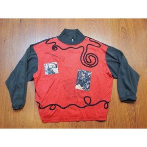 Vtg 80s Jou Jou Collection Music  womens Sweatshirt  Sweater red/black OSFA